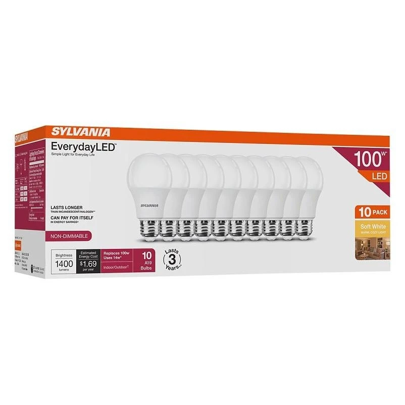 Warm‑white 2700k Led A19 Bulb – 100w Equivalent, Energy‑saving, 3‑year Warranty