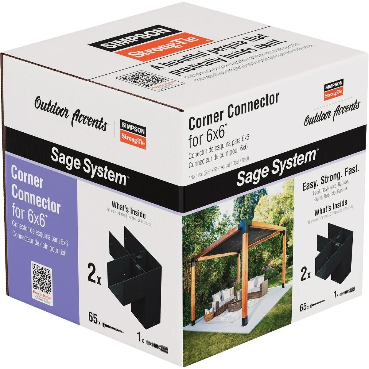 Simpson Strong-tie Outdoor Accents Sage System Black Powder-coated Corner Connector For 6x6 With Screws (2-pack)