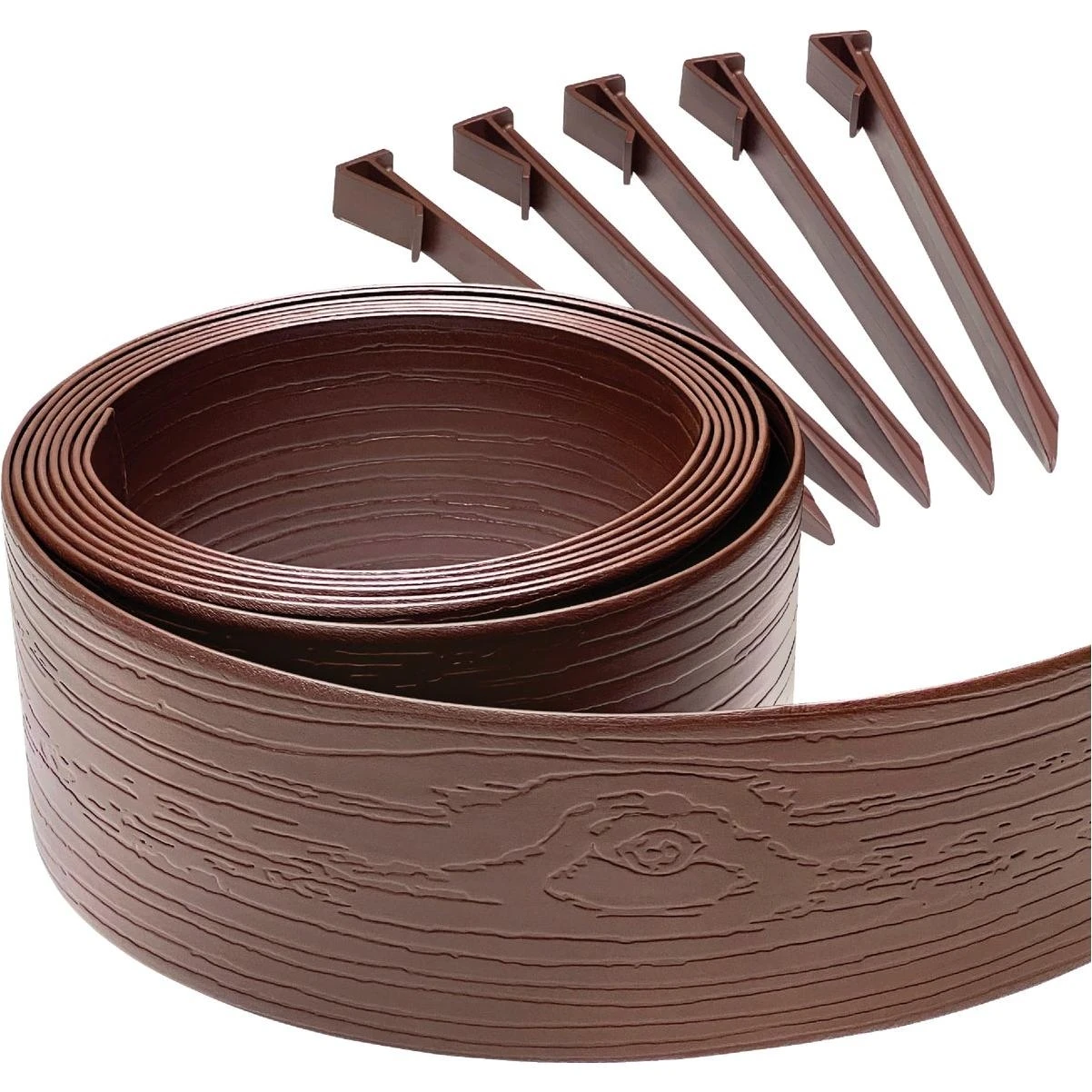 5 In. X 20 Ft. Brown Terrace Board Lawn Edging With Stakes