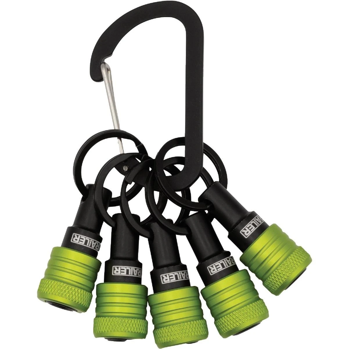 Hi‑vis Green Railer Keychain With 5 Quick‑change 1/4‑in Hex Shank Bit Holders