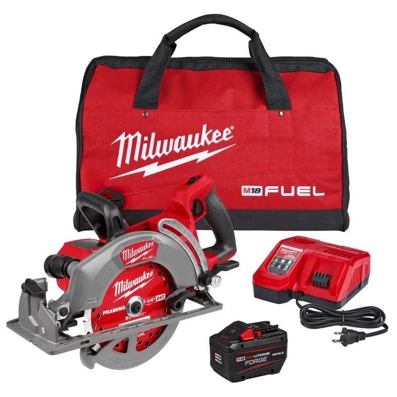 Milwaukee 7-1/4" Cordless Circular Saw Kit – Battery & Charger, 6000 rpm, 53° Bevel