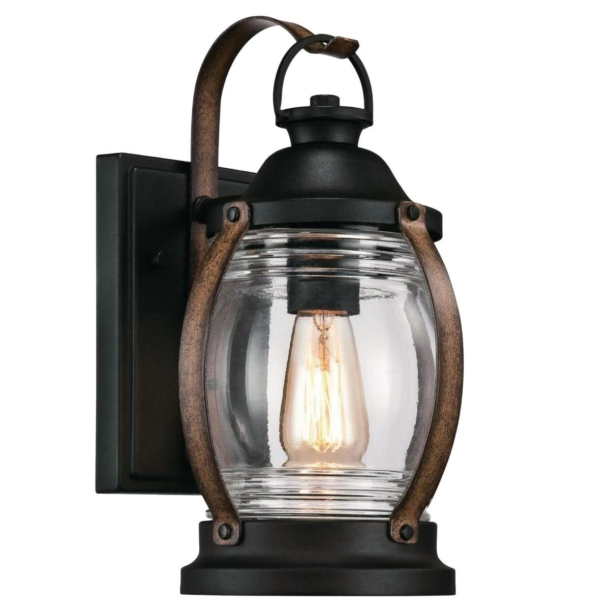 Canyon 1-light Textured Black & Barnyard Finish Outdoor Wall Fixture