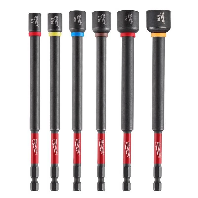 6‑inch Steel Magnetic Nut Setter Set – 6‑piece Hex‑shank Impact‑rated Kit