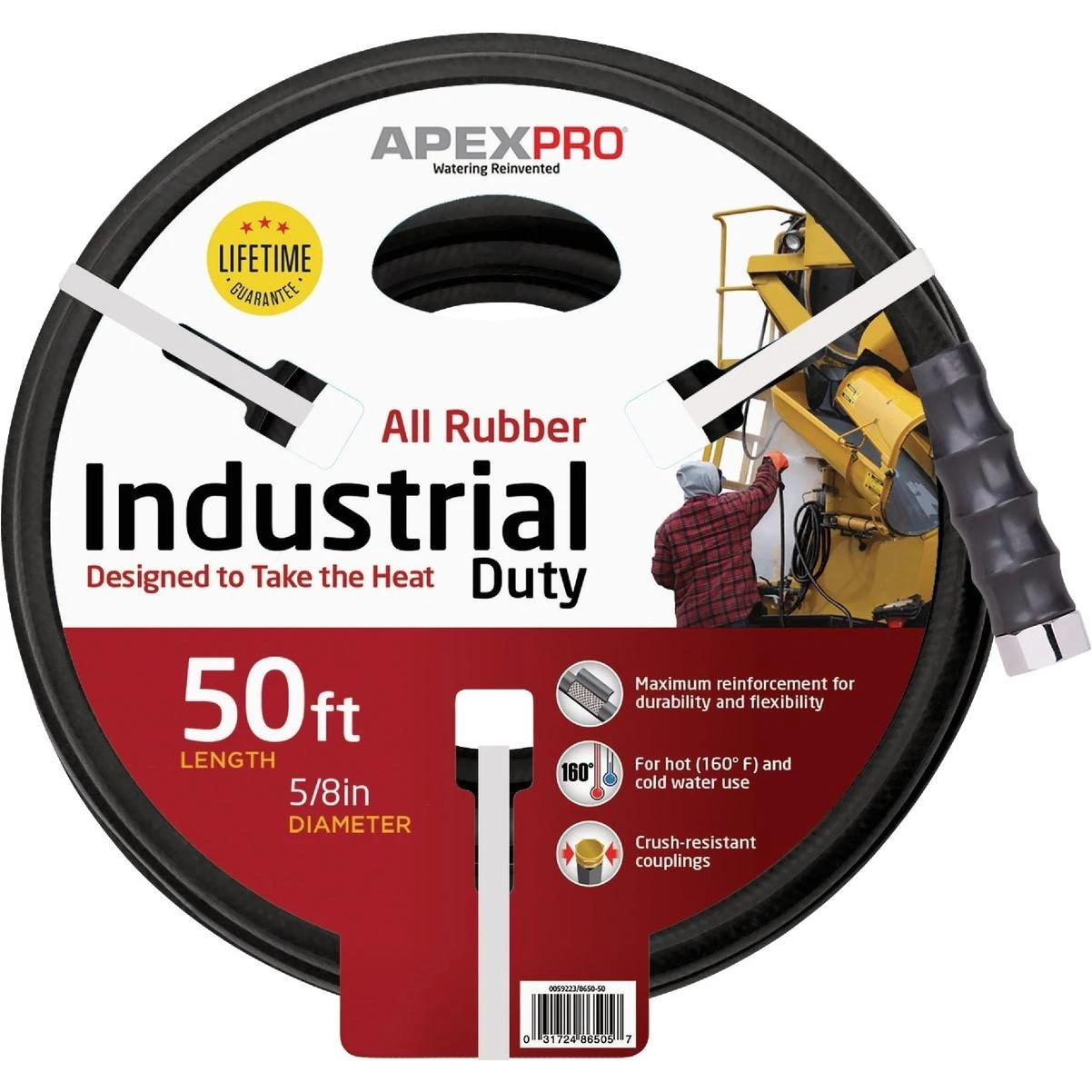 Pro 5/8 In. Dia. X 100 Ft. Black Rubber Hot Water Garden Hose