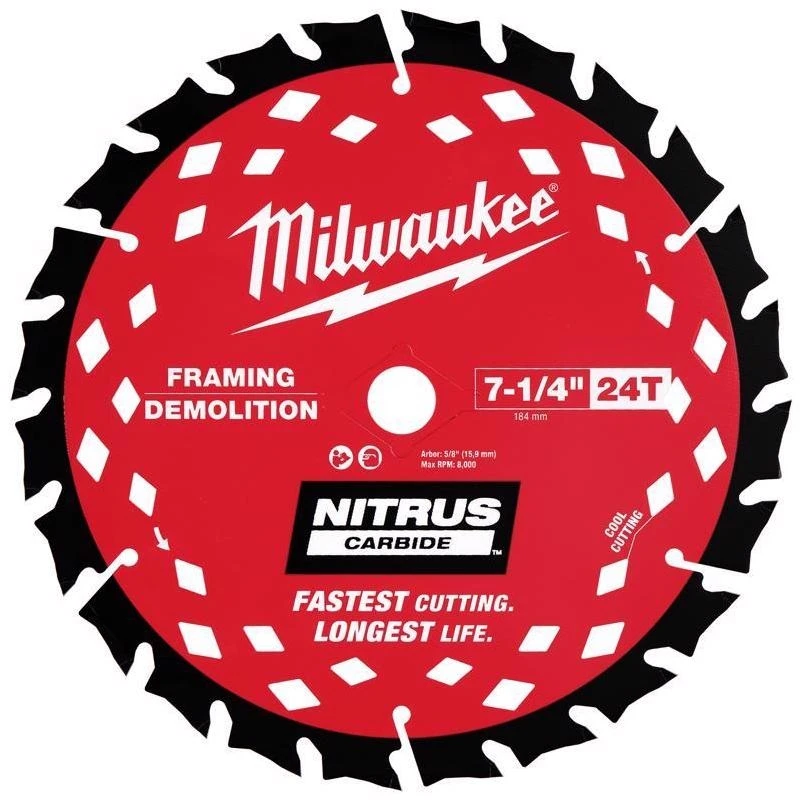 7‑1/4" 24‑tooth Carbide Circular Saw Blade – Model 48‑40‑0750