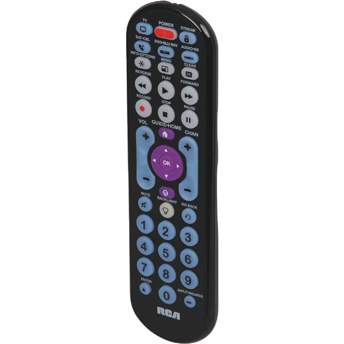 5-device Universal Black Big Button Remote Control