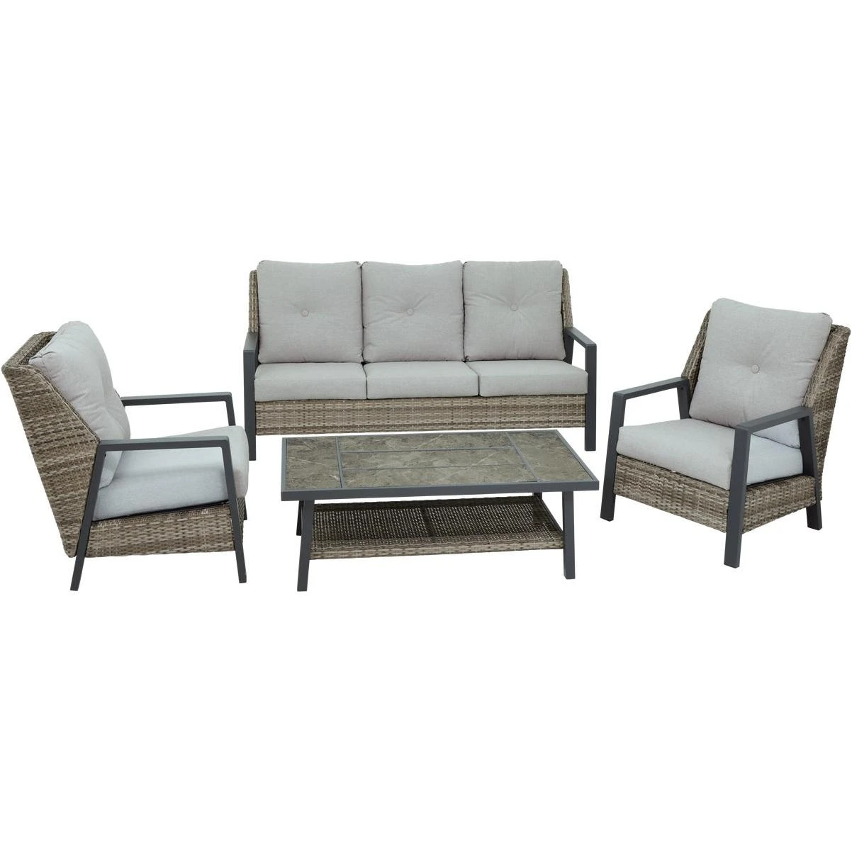 4-piece Wicker Chat Set With Pfas-free Fabric