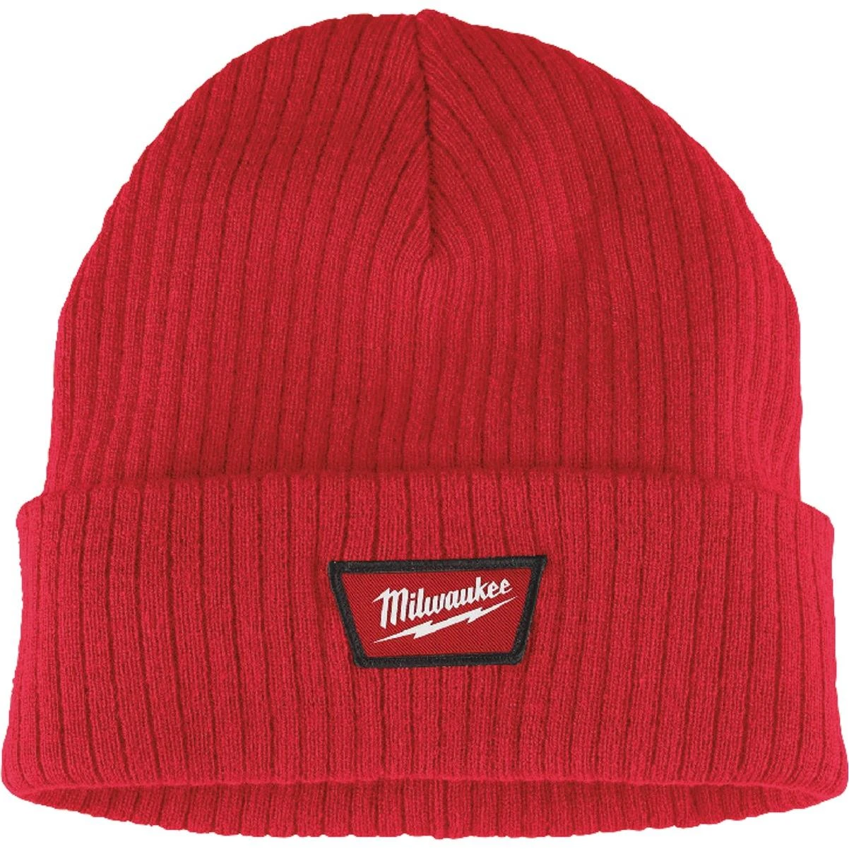 Milwaukee Red Cuffed Beanie Rib-knit Acrylic Sock Cap