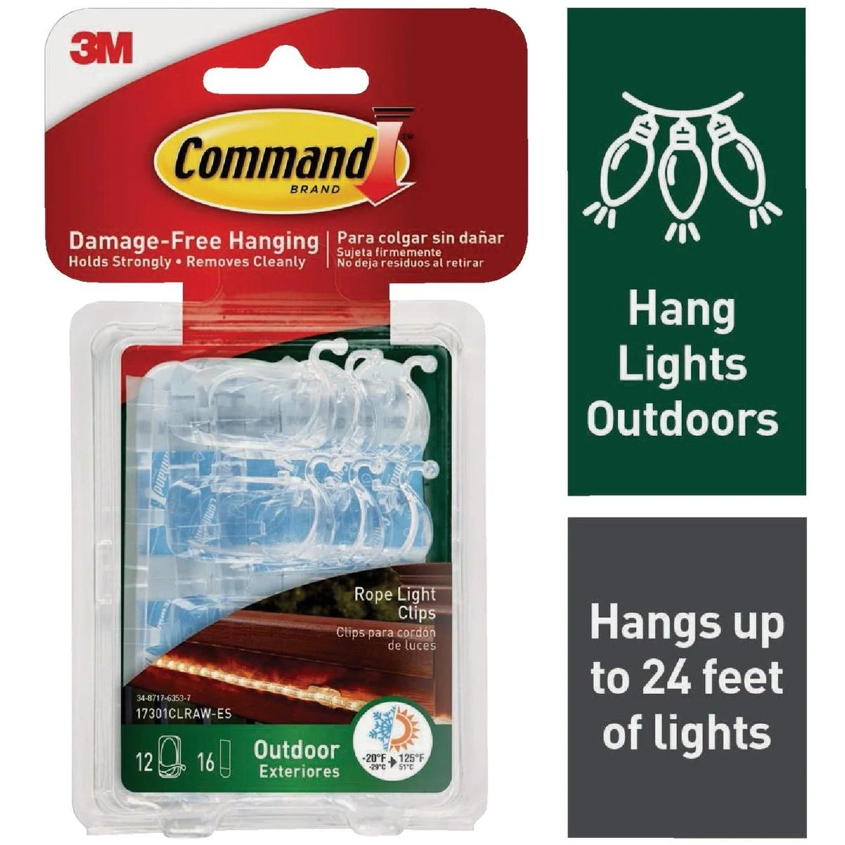Outdoor Rope Light Clips, 12 Clips, 16 Strips