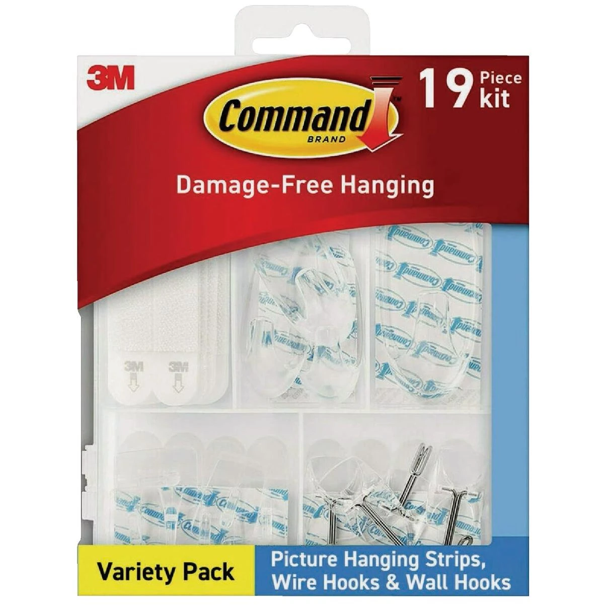 Clear Strips, Wire Hooks & Wall Hooks Variety Kit, 53-pack