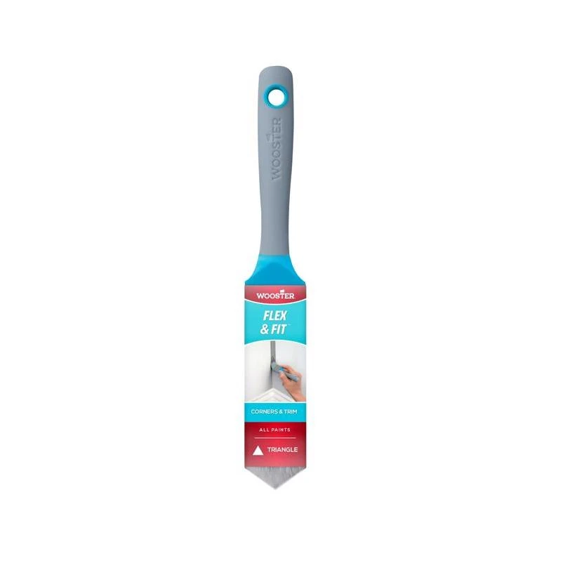 Wooster Flex & Fit 8710 Tri‑shape Chalk Paint Brush – 1.25" Width, 2.5" Polyester Bristles, Soft‑grip Rubber Handle