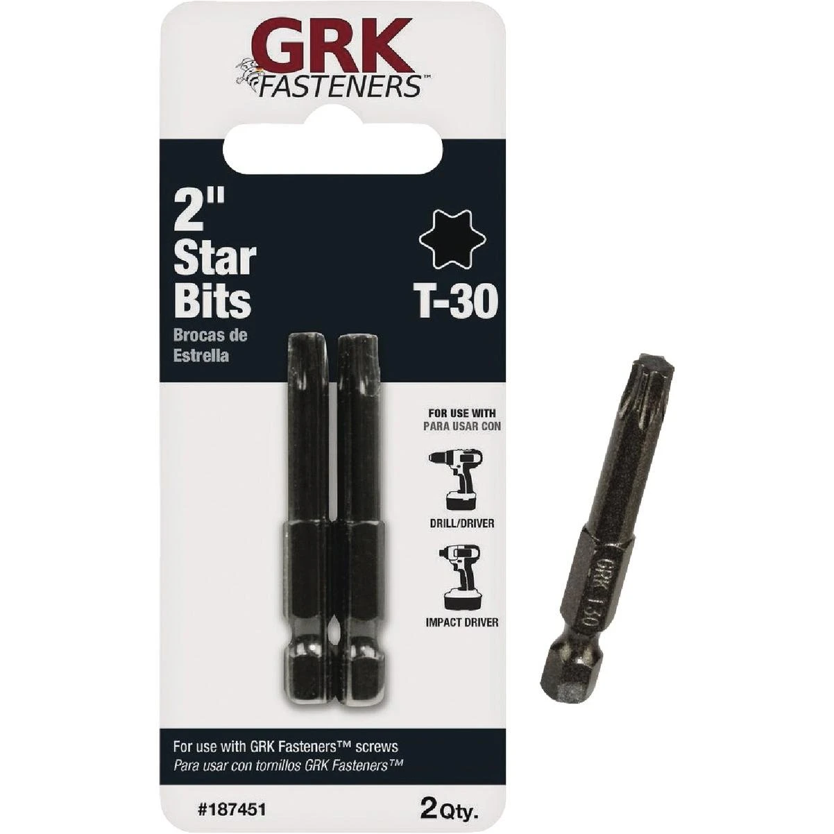 Grk 2 In. T30 Star Drive Impact Screwdriver Bit (2-count)
