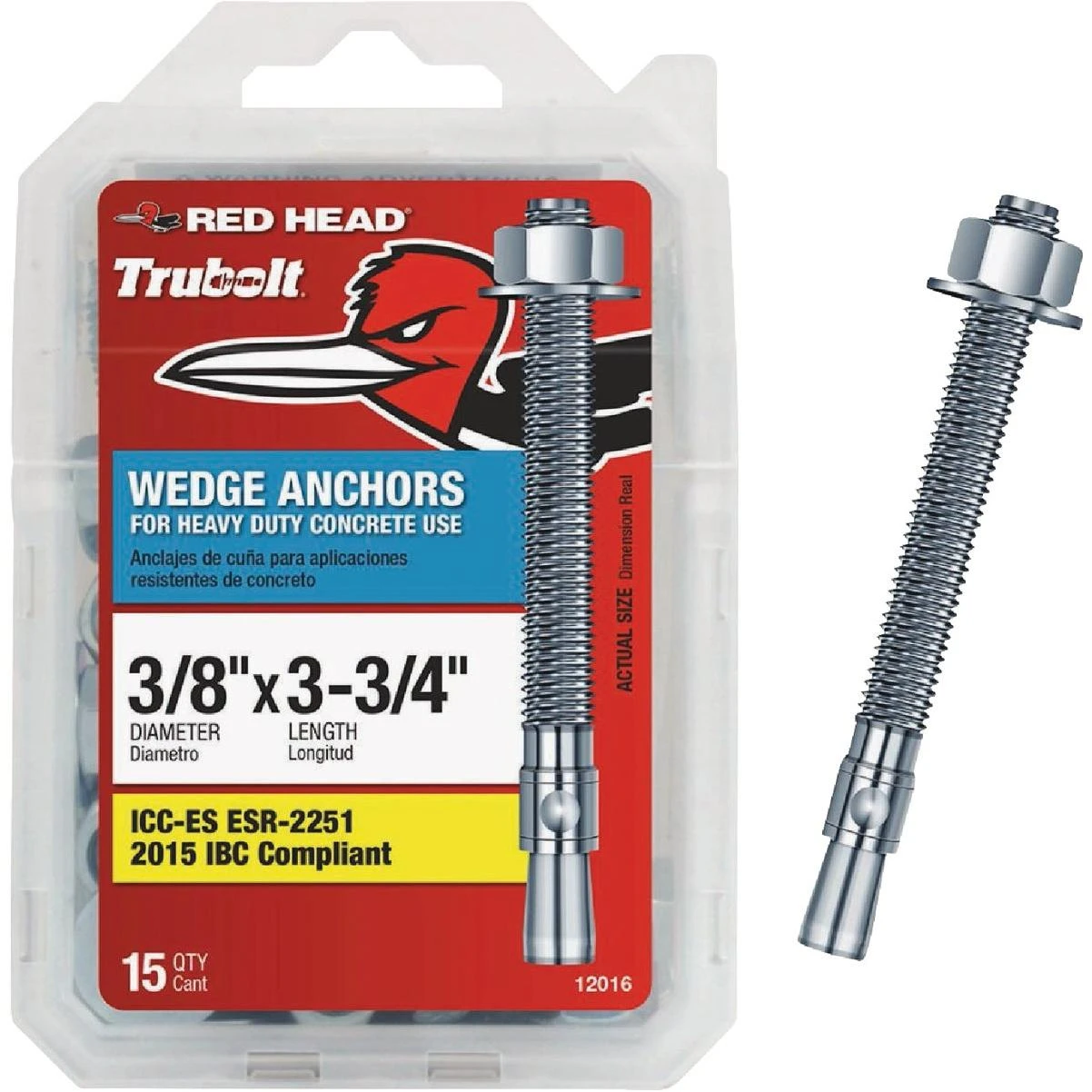 3/8 In. X 3-3/4 In. Concrete Wedge Anchor (15-count)