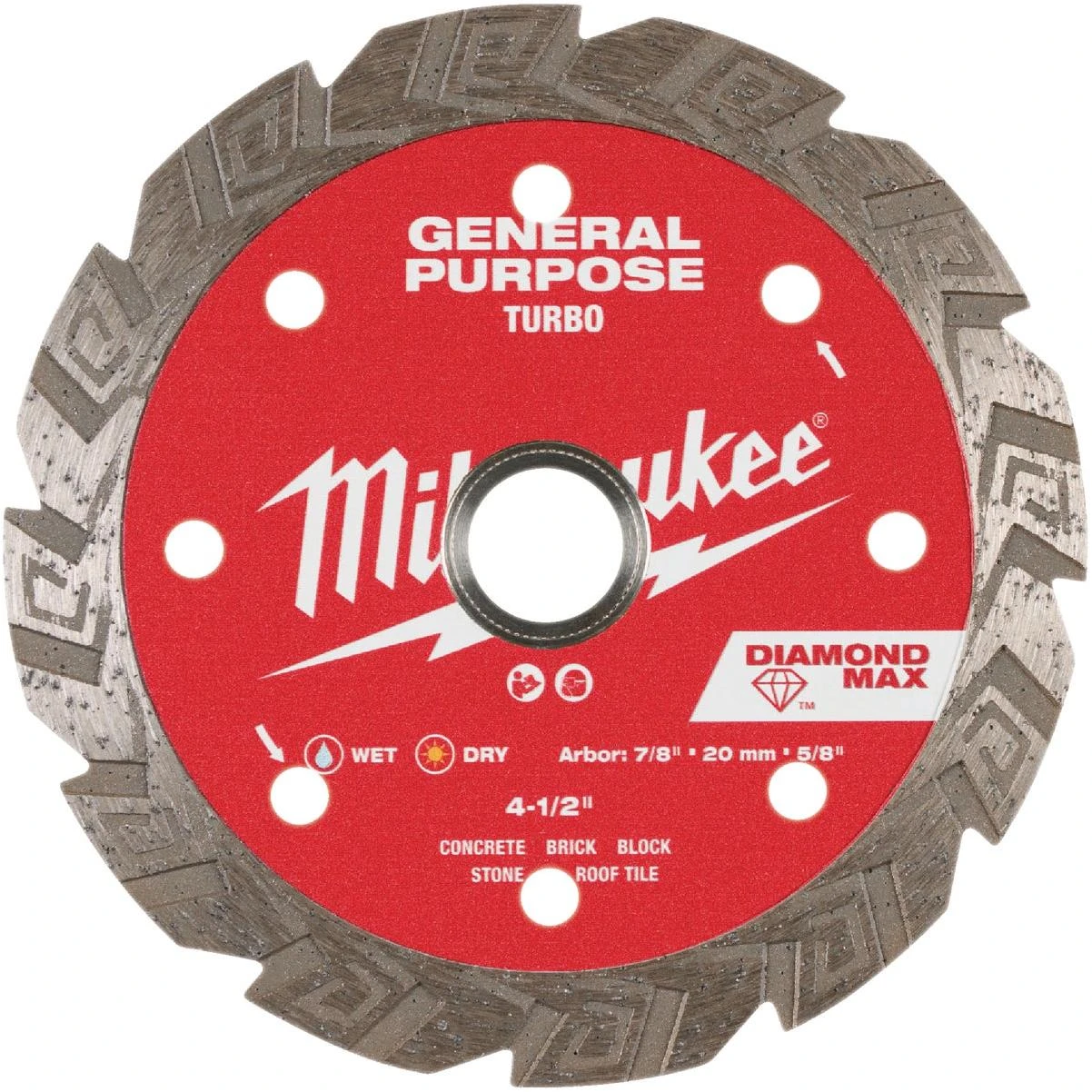 Milwaukee Diamond Max Turbo General‑purpose Saw Blade – 4½‑inch, Turbo Rim, 7/8‑inch Arbor