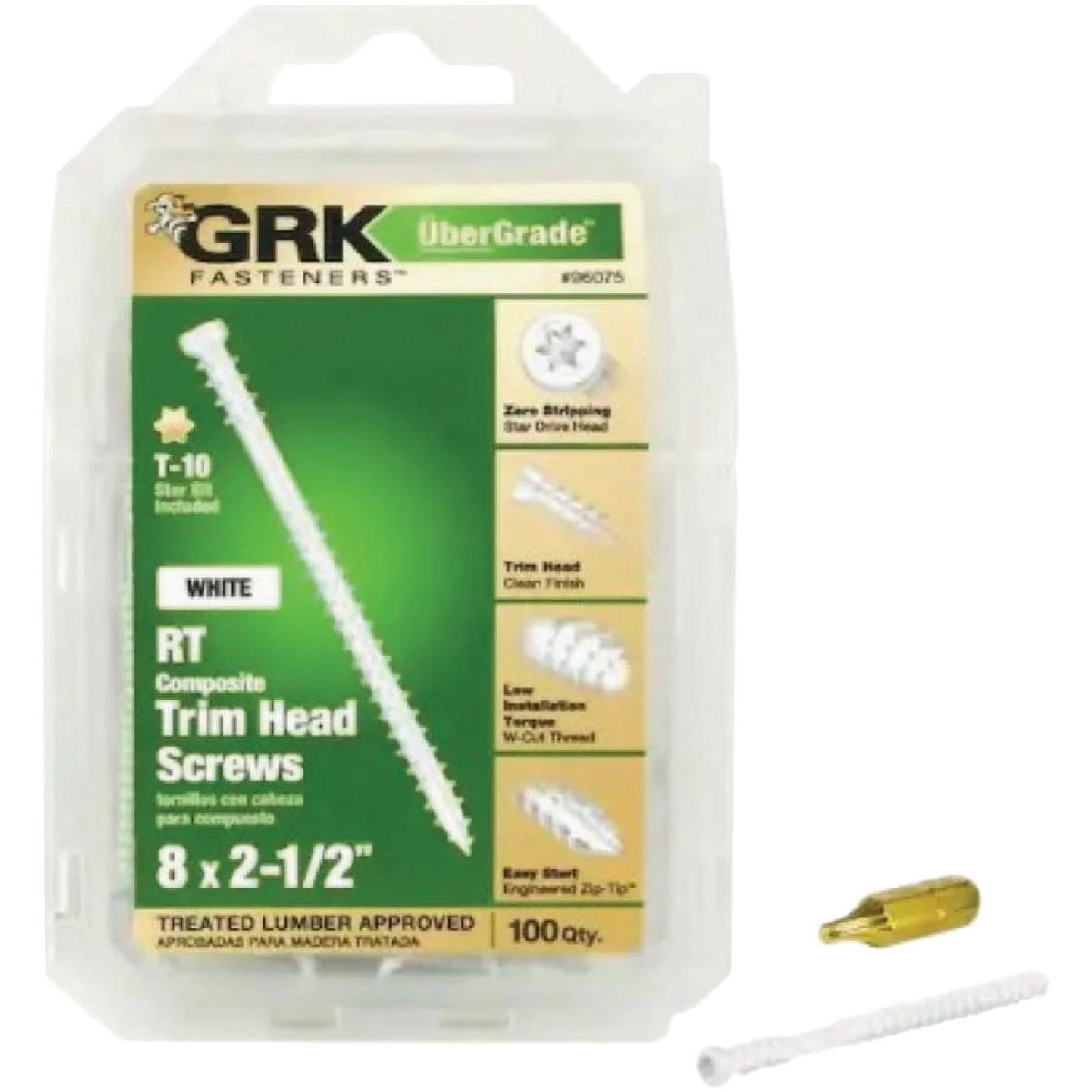 Grk Rt #8 X 2-1/2 In. Star Drive White Composite Screw (100-count)