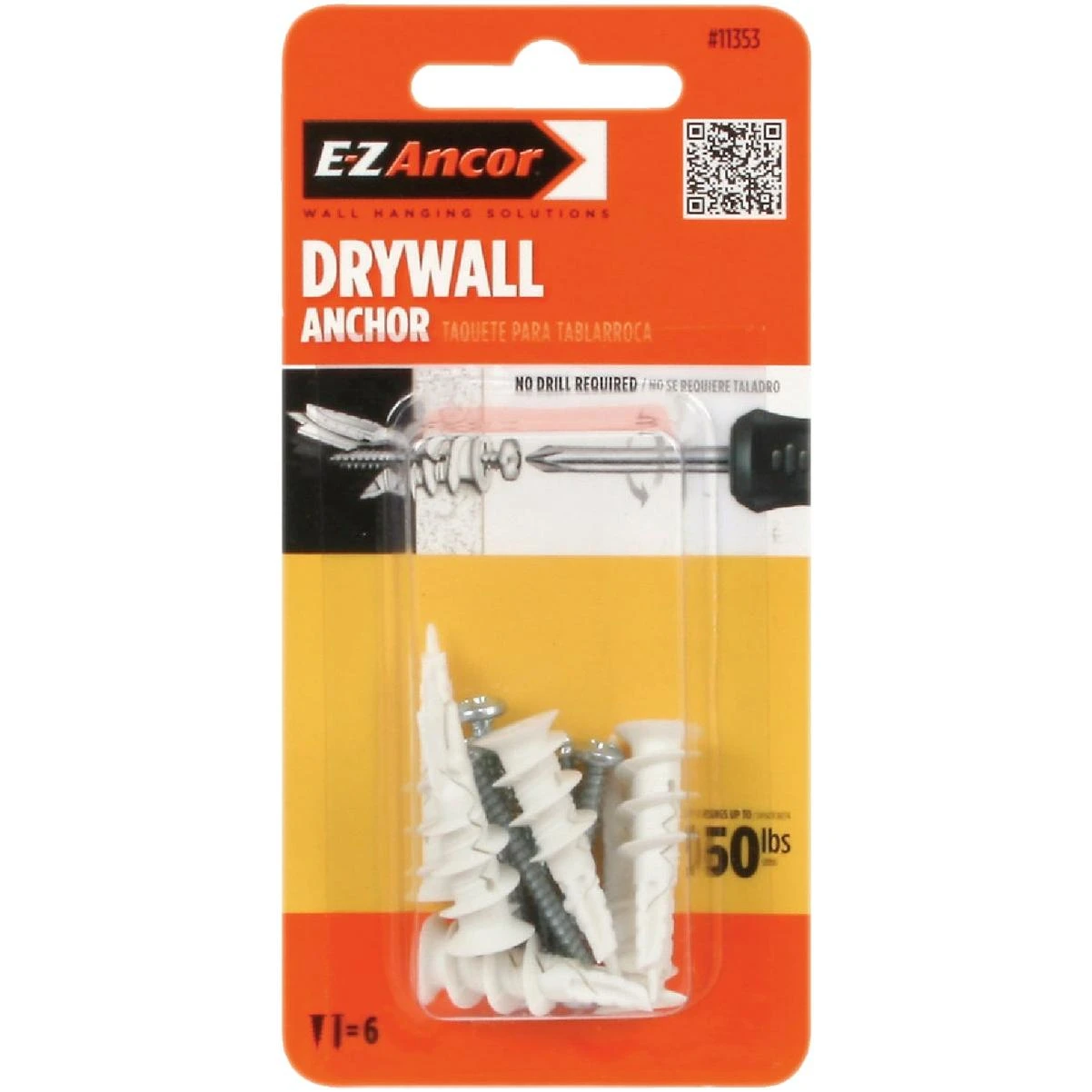 Twist-n-lock #6 X 1-1/4 In. 50 Lbs. Drywall Anchor (6-count)