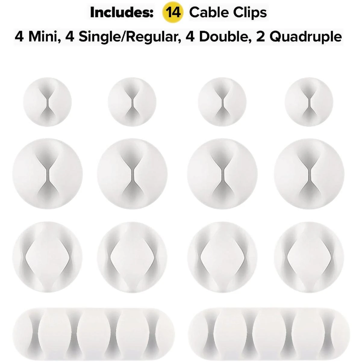 Single White Cable Clip (14-pack)