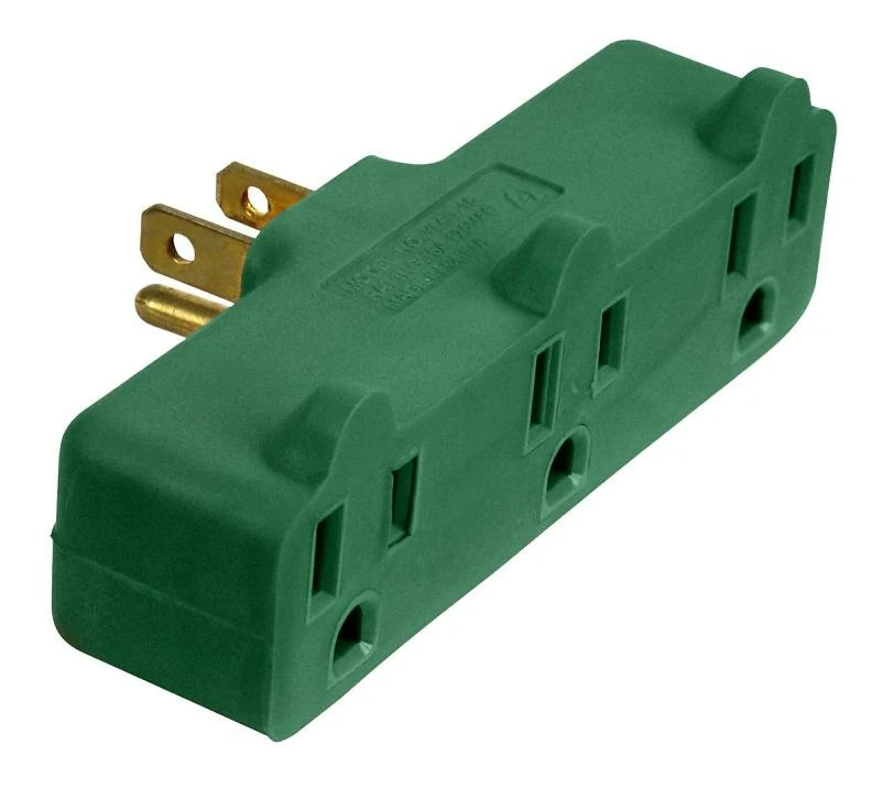 Powerzone Orad0101 Green 125v Nema 5‑15p 3‑outlet Power Adapter