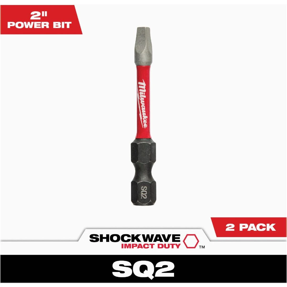 Milwaukee Shockwave 2" Square Drive Impact Bit – Alloy Steel, #2 (48‑32‑4972)