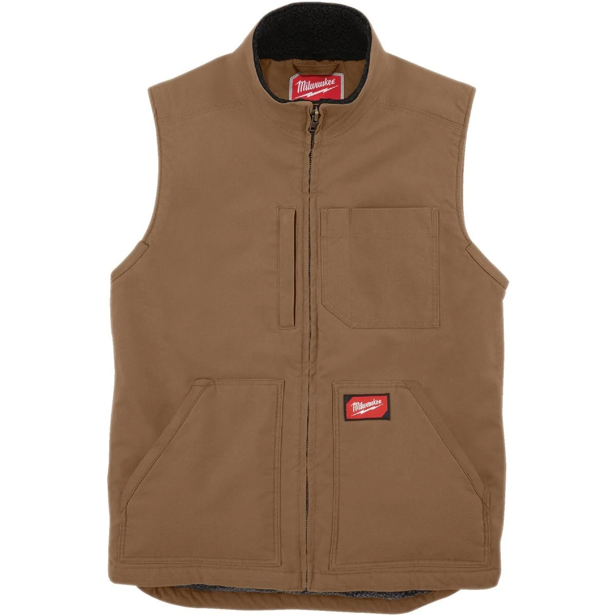Milwaukee Gridiron Men's Medium Brown Sherpa‑lined Work Vest