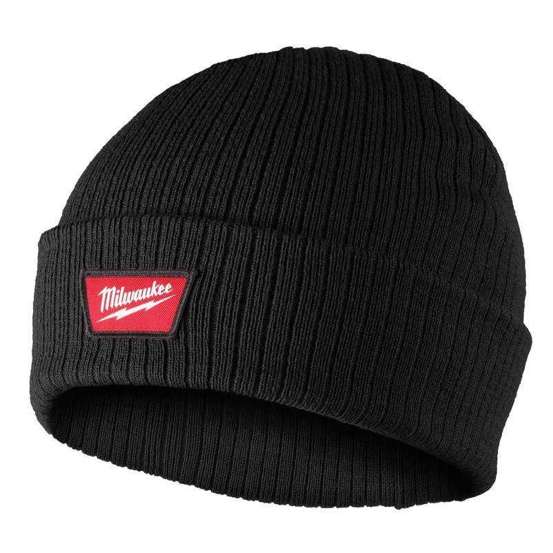 Black Acrylic Cuffed Knit Beanie – Unisex One‑size Warm Hat
