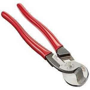 Red‑handle High‑leverage Cable Cutter – 1‑in Cutting Capacity, 9‑in Overall Length, Hardened Steel Jaws – Klein Tools 63225