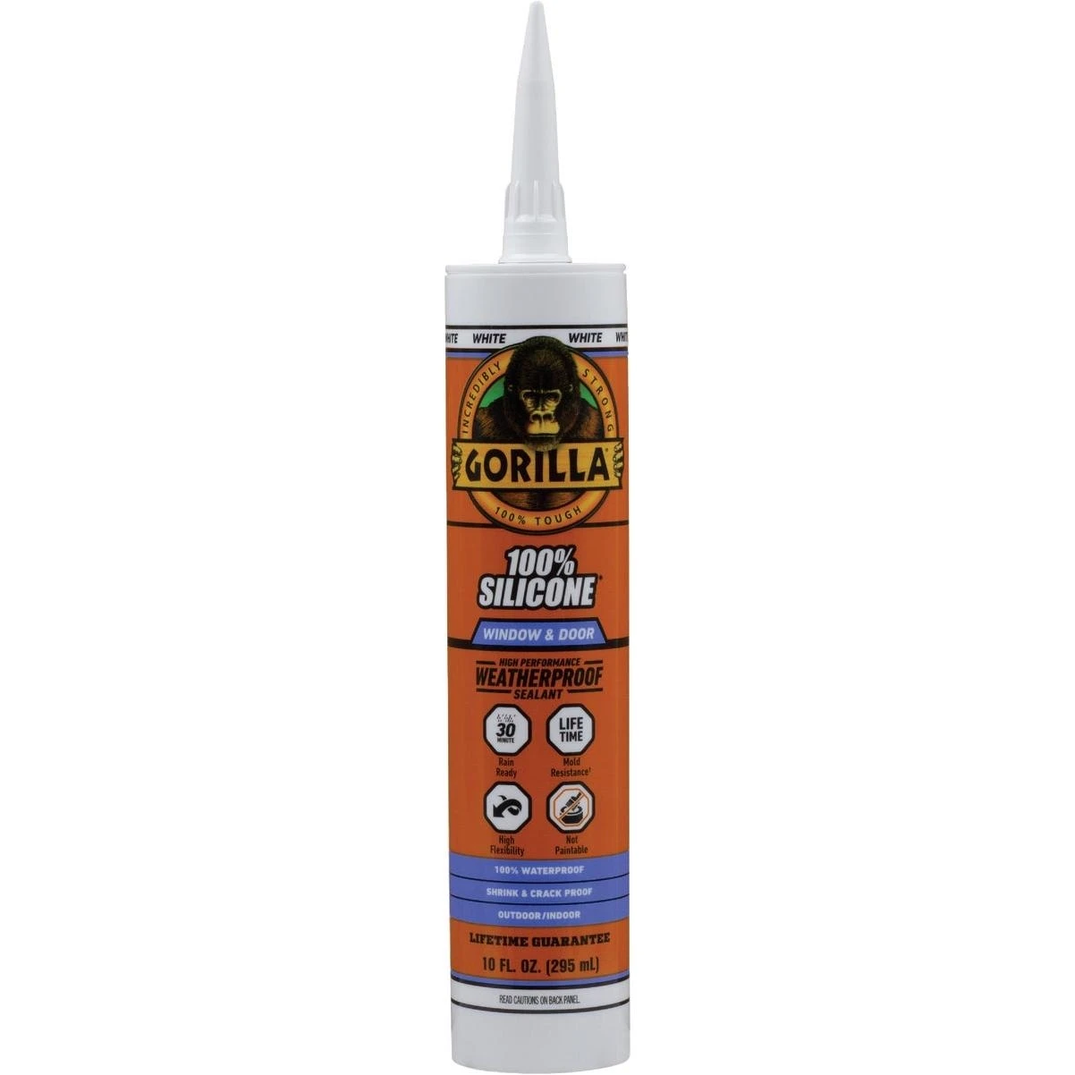 Gorilla 10‑oz White Silicone Sealant – Waterproof Caulk For Windows, Doors & Bathrooms (>40°f)