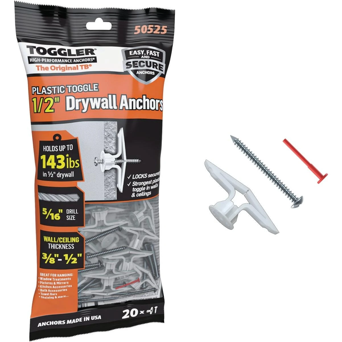 #8 X 1-1/2 In. Plastic Hollow Wall Anchors (20-count)