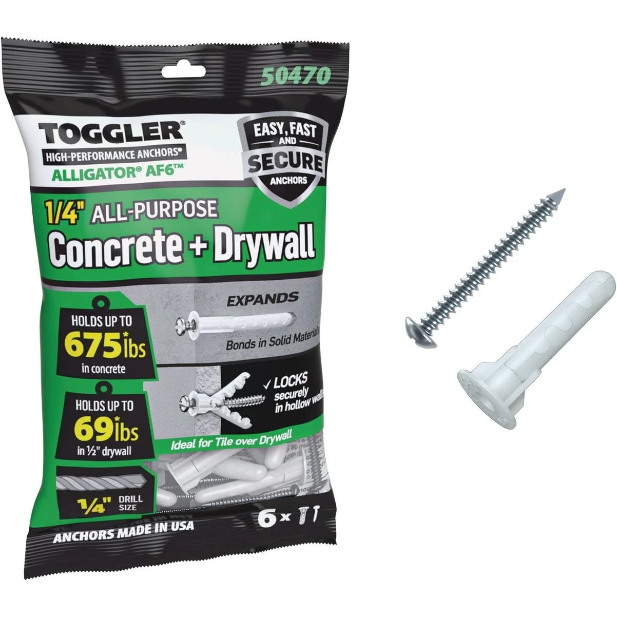 Alligator #10 X 1-1/2 In. Concrete & Drywall Anchors (6-count)