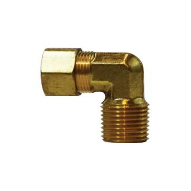 Opens dialog Midland Industries 00069-0804 - 90° Elbow, 1/2" Compression x 1/4" Male NPTF, Brass