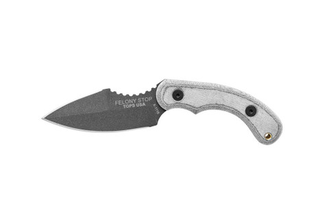 TOPS Knives Felony Stop Knife Double Edge Fixed Blade, 3.5" Gray Plain (FELS-01)