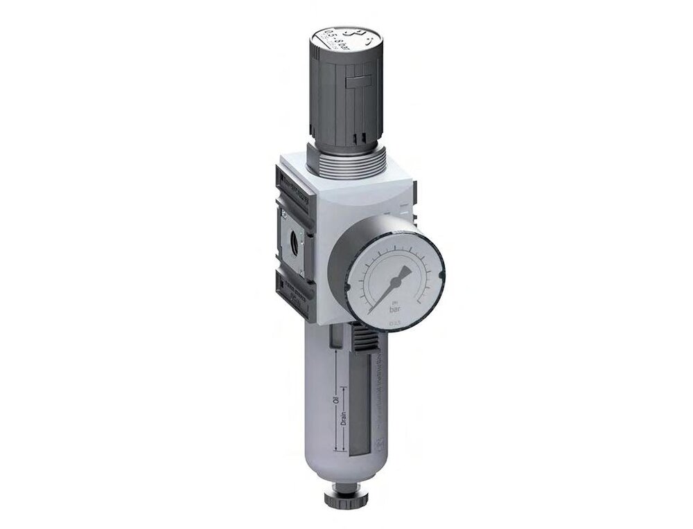 Filter-Regulator G3/8'' 2500 l/min 0.5-10.0bar/7-145psi Semi-Auto Polycarbonate Futura 1