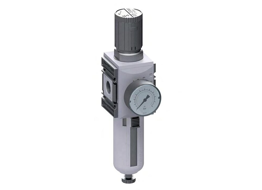 Filter-Regulator G3/8'' 4500 l/min 0.5-8.0bar/7-116psi Auto Safety Polycarbonate Futura 2