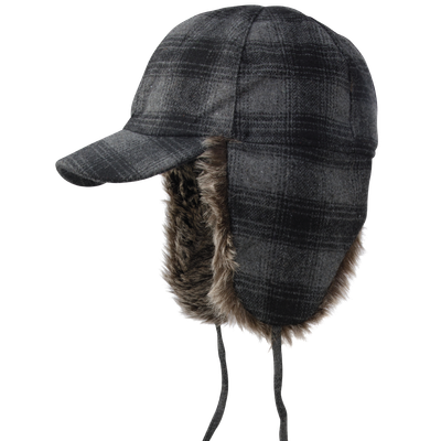 Tough Duck Men's Plaid Fudd Hat with Faux Fur Trim and Ear Flaps (I16416)