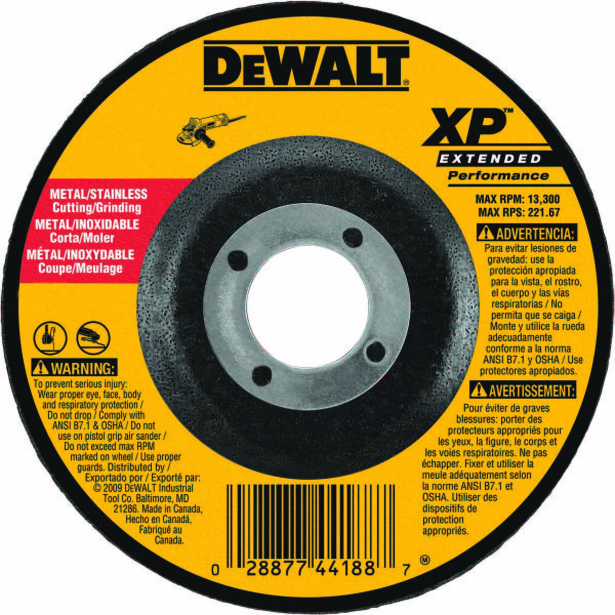DeWalt DW8812 6 X 1/4 X 7/8 Zirconia Abrasive Cut Off Wheel