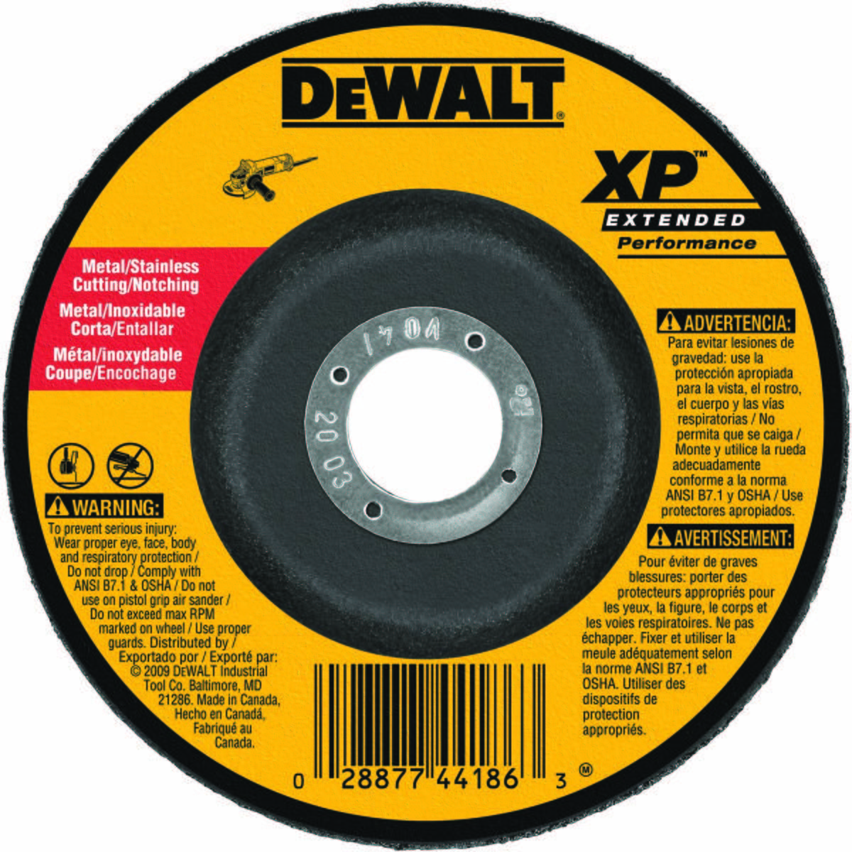DeWalt DW8822 Zirconia Abrasive Wheel 7 (Diameter) x 3/32 (Thickness) x 7/8 (Arbor) Replacement MPN