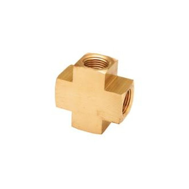 Opens dialog Midland Industries 23950X4 - Barstock Cross, 1/4" FPT x 1/4" FPT x 1/4" FPT x 1/4" FPT, Brass