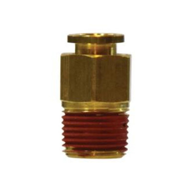 Opens dialog Midland Industries 20055 - Straight Connector, 1/4" Tube OD x 1/4" Male NPTF, Brass