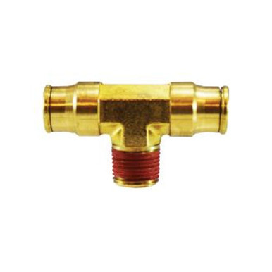 Opens dialog Midland Industries 20115 - Fixed Branch Tee, 1/4" Tube OD x 1/8" Male NPTF x 1/4" Tube OD, Brass