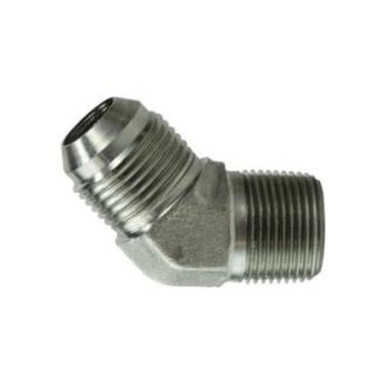 Opens dialog Midland Industries 2503108 - 45° Straight Elbow, 5/8" 37° JIC Male Flared x 1/2" MPT, Steel