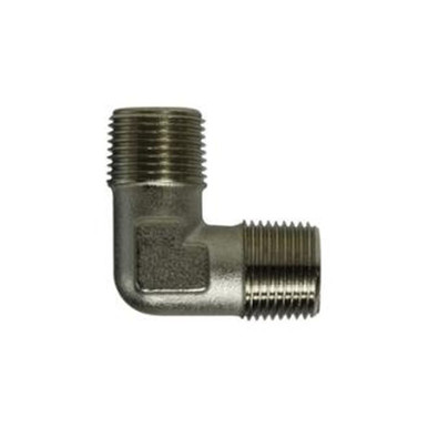 Opens dialog Midland Industries 28906 - 90° Elbow, 1/4" Male BSPT x 1/4" Male BSPT, Brass, Nickel-Plated