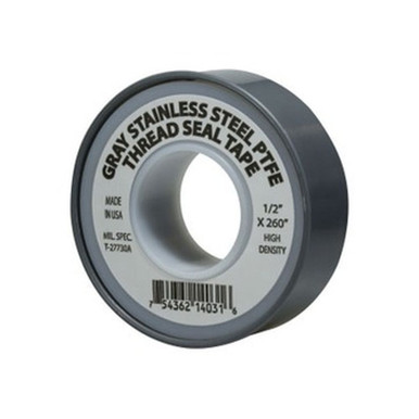 Opens dialog Midland Industries 982135 - Stainless Steel Thread Seal Tape, 4 mil Thick, 1/2" W, 260" L, Gray,