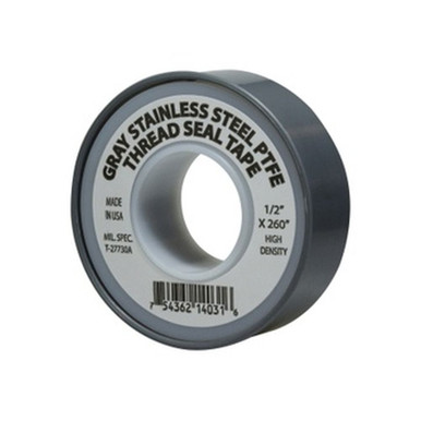 Opens dialog Midland Industries 982136 - Stainless Steel Thread Seal Tape, 4 mil Thick, 1/2" W, 520" L, Gray,
