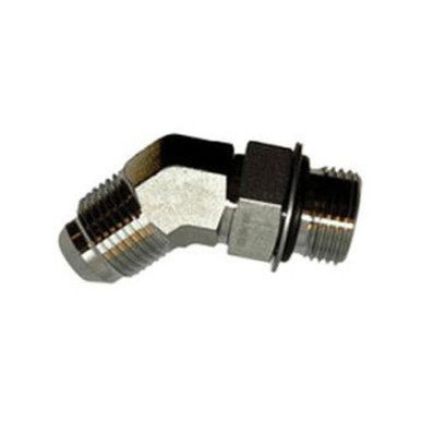 Opens dialog Midland Industries SS6802-04-04 - 45° Elbow, 1/4" 37° JIC Male Flared x 1/4" Male ORB, Stainless