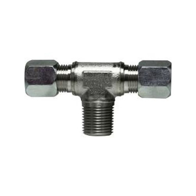 Opens dialog Midland Industries SSC260164 - Branch Tee, 3/8" Tube OD x 1/4" Tube OD x 1/4" NPT(M), Stainless