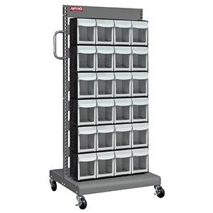 Shopsol Mobile Cart 2-Sided Flip Out Part Storage Bins - 48 Compartment (Ms-24000) (1010549)