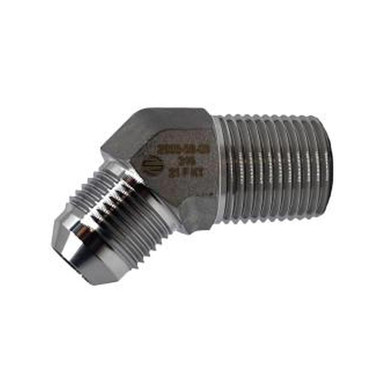Opens dialog Midland Industries SS2503-12-12 - 45° Elbow, 3/4" 37° JIC Male Flared x 3/4" NPT(M), Stainless