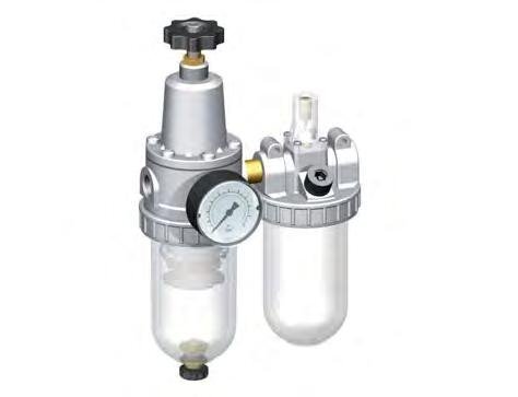 FRL 2-Part G3/8'' 800 l/min 0.5-10.0bar/7-145psi Semi-Auto Polycarbonate Standard 2