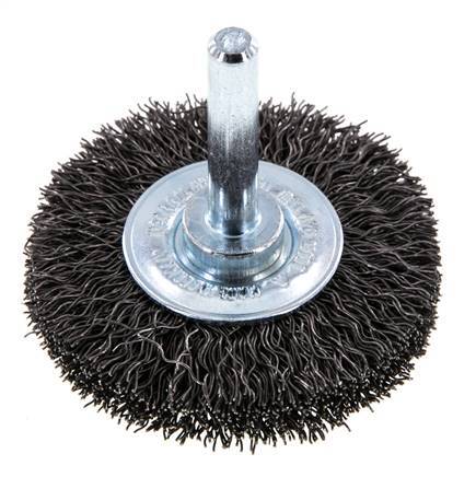 Round Brush 50x10 mm 6 mm Shaft Steel Wire 0.3 mm Corrugated