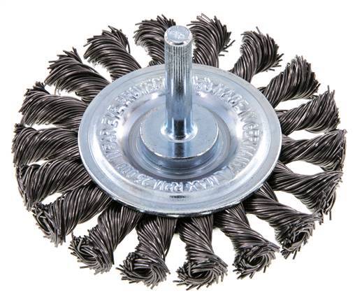 Round Brush 75x12 mm 6 mm Shaft Steel Wire 0.5 mm 18xBraided